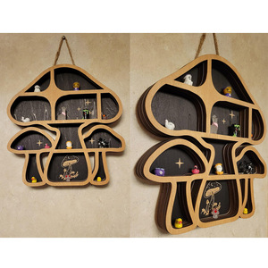 Étagères flottantes en bois en forme de champignon, étagère murale pour l'affichage des cristaux, décoration murale mignonne en forme de champignon, organisateur de rangement pour pierres précieuses - Product Image 2