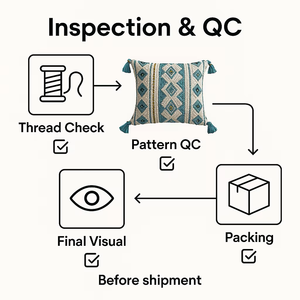 Housse de coussin tendance bohème brodée à la main, imprimée colorée, géométrique, à pompons étoilés, très vendue - Product Image 6