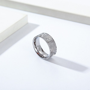 <b>Titanium</b> Steel <b>Rings</b> For Men Swirling Pattern Stainless Steel Gift Jewelry - Product Image 3