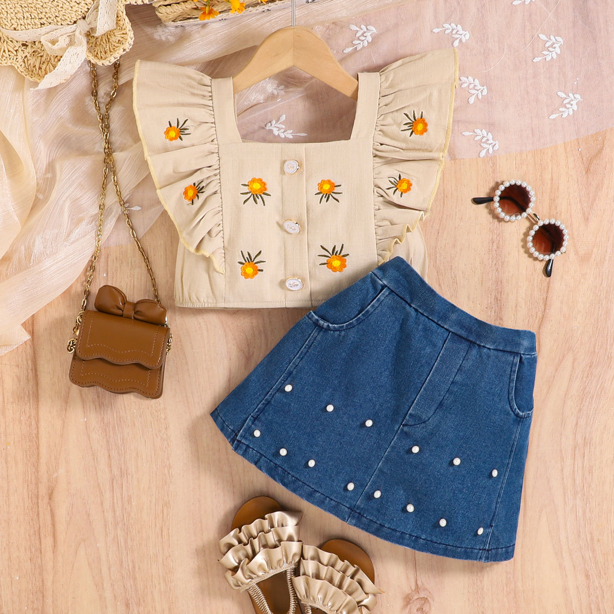 Alibaba Infant Blue Jean Skirt High Quality Summer Flower Kids