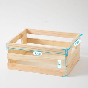 Petite <span class=keywords><strong>caisse</strong></span> <span class=keywords><strong>en</strong></span> <span class=keywords><strong>bois</strong></span> de pin naturel poli avec poignées découpées, bac de rangement ouvert à lattes, pour bureau, artisanat, jouets, mini, Fête des Pères - Product Image 5