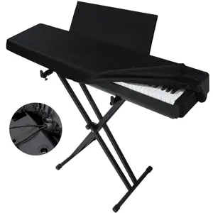 Custom 61 88 Keys Black Waterproof Stretchy Electric Piano Keyboard Covers Piano Keyboard Dust Cover