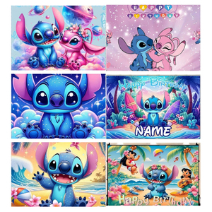 Decoración <span class=keywords><strong>de</strong></span> Fiesta <span class=keywords><strong>de</strong></span> Stitch y Lilo, Fondo <span class=keywords><strong>de</strong></span> Poliéster para <span class=keywords><strong>Cumpleaños</strong></span>, Tela Decorativa para Pared, Banner Colgante - Product Image 6