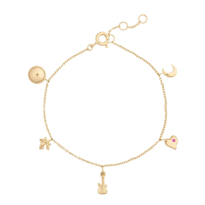 CHICNNA Venta al por mayor, Novedad 2026, Pulsera de dijes chapada en oro de 18K antideslustre para mujer, con cadena de eslabones delicados y múltiples colgantes - Product Image 1