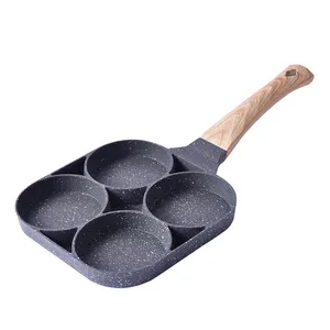 4 Hole Egg Frying Pan Pancake Non Stick Mini Egg Bread Pan With Cover For Gas and induction cooker