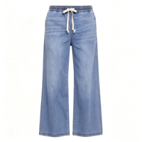 Jean de maternité à cordon de serrage pour femme, coupe large sous le ventre, en denim léger, style décontracté pour tous les jours