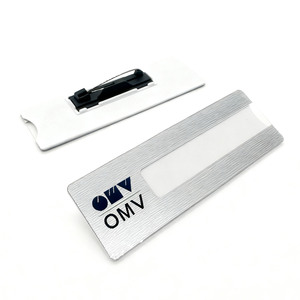 Étiquettes nominatives rectangulaires réutilisables en ABS avec paillettes - Badges personnalisés à attacher avec une épingle de sûreté pour les employés et les enfants - Product Image 2