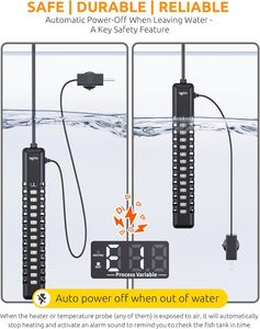 سخان حوض السمك القابل للغمر Seaoura SR-317 بتردد متغير 100 واط 200 واط 300 واط 500 واط 800 واط مع قابس أمريكي - Product Image 4