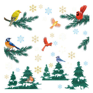 Pegatina Decorativa Autoadhesiva para Ventanas y Puertas con Diseño de Casa de Santa Claus y Copos de Nieve, Pegatina Navideña - Product Image 5