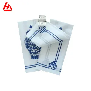 Çin tarzı mavi ve beyaz porselen desen Airlaid kağıt peçete