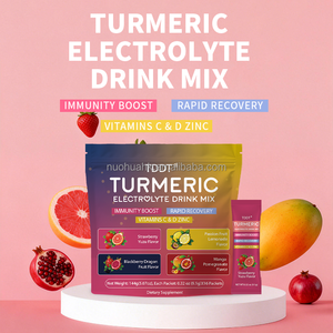 Mezcla de Bebida Electrolítica de Cúrcuma, Suplemento Dietético, Vitamina C y D, Zinc, Sabor Fresa Yuzu, Hidratación, Energía, Potencia - Product Image 3