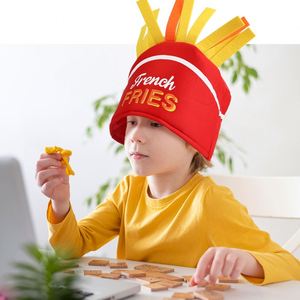 New Funny Fry Fried Cap Carnival Fair Costume Novelty Velvet French Fries <b>Hat</b> for <b>Party</b> Halloween - Product Image 1