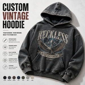 Custom Vintage Hoodie Men's Heavyweight Oversized Streetwear Pullover Graphic Hoodie Casual <b>Washed</b> Cotton Sweatshirt - Product Image 1