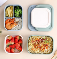 Boîte à lunch en silicone de qualité alimentaire sans BPA à 3 compartiments pour enfants Récipient alimentaire de grande capacité pour enfants