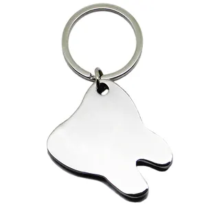 Keychain Tooth Steel Pick Promocional Dentista Logotipo personalizado barato Cuidados com o fio dental em branco Tooth Shaped Tooth Holder Keychains