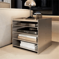 Meuble modulaire en acier inoxydable, style industriel, texture brossée minimaliste, table de rangement, table de chevet, table basse, combinaison libre