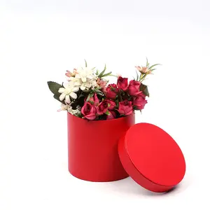 ขายร้อนขนาดเล็กหลายสีดอกไม้ขนมของขวัญบรรจุภัณฑ์กล่องกลมถังดอกไม้กระดาษ
