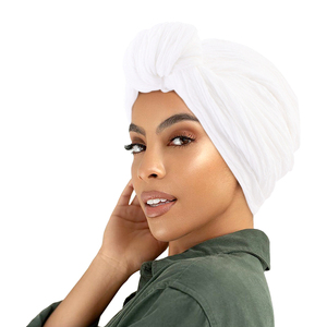 Nouveauté <span class=keywords><strong>Foulard</strong></span> <span class=keywords><strong>Turban</strong></span> à Volants Couleur Unie Islamique Chapeau <span class=keywords><strong>Chimio</strong></span> Noué Bonnets pour Femme - Product Image 2