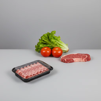 Boîte en plastique personnalisée jetable pour l'emballage de viande de bœuf, de saucisses, de poisson frais, en forme de coquille