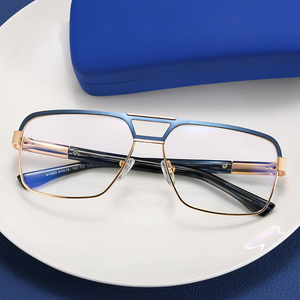 Montature per <span class=keywords><strong>Occhiali</strong></span> <span class=keywords><strong>da</strong></span> <span class=keywords><strong>Vista</strong></span> Metalliche 2026 con Doppio Ponte Grande per Uomini d'Affari - Product Image 2