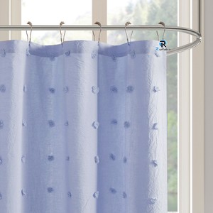 <span class=keywords><strong>Rideau</strong></span> de salle de bain bleu clair à pois floqués, rideaux de <span class=keywords><strong>douche</strong></span> en <span class=keywords><strong>tissu</strong></span> polyester jacquard pour salle de bain, hydrofuges, fournisseur OEM - Product Image 6