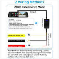 Câble adaptateur USB-C vers 12V/24V pour caméra de voiture, kit de connexion par câblage direct 5V 3A 8 pièces avec fusible à circuit complet