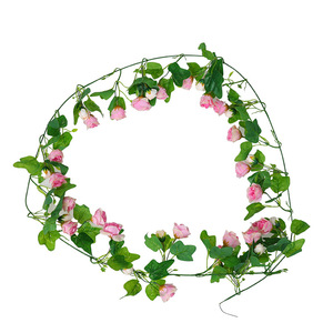 Guirlande de roses artificielles 36 têtes en plastique et soie, haute simulation, pour décoration murale de mariage - Product Image 5