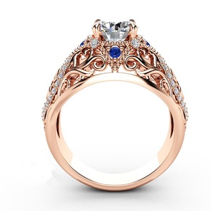 Anello da Donna con Zircone Blu Floreale Intarsiato, Design Elegante e Traforato, Gioiello da Dito Versatile per Uso Quotidiano e Feste, Regalo - Product Image 4