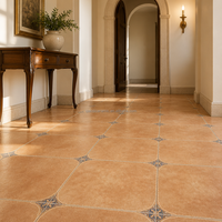 Carreaux de sol décoratifs 60x60cm, carrelage marocain orange, céramique rustique, finition mate antidérapante, style rural, terracotta