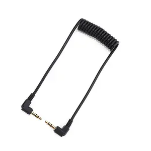 TRS to TRRS Cable 3.5mm Microphone Cable, Male to Male Coiled Right Angle Mic Cord Compatible iPhone, Smartphone with Tablets