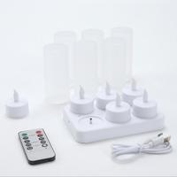 Timer Set kendali jarak jauh 4 lampu teh Led, lampu lilin tanpa api dapat diisi ulang