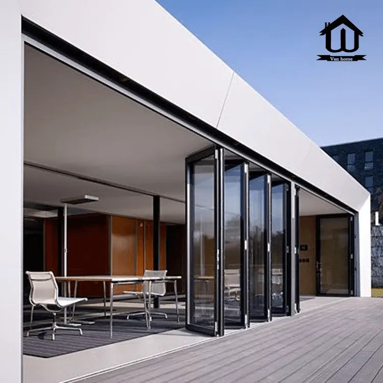 HISENG porta a soffietto bifoldbi in vetro di alluminio esterno impermeabile impermeabile personalizzato
