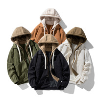 Veste d'hiver en velours côtelé grande taille pour homme, style baseball, ample, épaisse et décontractée avec revers, pour vêtements masculins