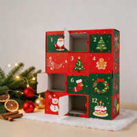 Calendrier de l'Avent de Noël personnalisé 12 jours, boîte mystère en papier, emballage cadeau compte à rebours, décoration de Noël, carton de rangement, vente en gros