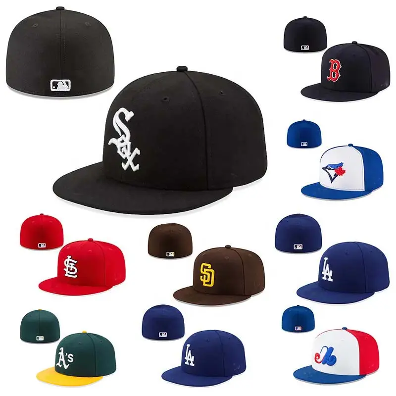 Großhandel in loser Schüttung New Popular USA Team Gorras Originale 3D-Stickerei New Custom Hat Snapback Fitted Sports Baseball Cap für den Menschen