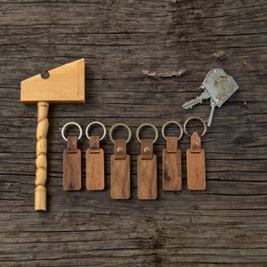 Wooden <b>Key</b> <b>Chain</b> Customizable Wooden Keychain with Cross-Border Design Laser Engraved Pendant Wood Metal or Plastic Material - Product Image 2