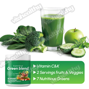 Vitahorthy Veganスーパーグリーンブレンドジュースパウダー健康ドリンクオーガニックスーパーグリーンスーパーフード野菜パウダー - Product Image 4