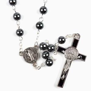 Gioielli Religiosi <span class=keywords><strong>Collana</strong></span> <span class=keywords><strong>Rosario</strong></span> Cattolico con Perline in Ematite Nera da 6mm per Donna - Product Image 3