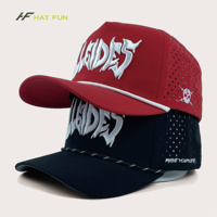 Casquette de baseball à 5 panneaux avec logo brodé personnalisé de haute qualité, perforations laser, trous découpés au laser, imperméable, pour le sport