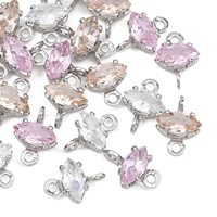 PandaHall SHEGRACE 20 connecteurs en laiton pavé de zircone cubique en forme d'œil de cheval pour la fabrication de bijoux