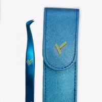 Pince à épiler plasma professionnelle de haute qualité, polyvalente, internationale, en acier inoxydable japonais, bleue, à pointe, avec logo personnalisé pour cils