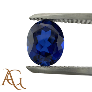 Piedras preciosas sueltas facetadas de forma ovalada de zafiro azul cultivado en laboratorio para la fabricación de joyas corindón azul creado 4x6 5x7 6x8 8x10 certificado - Product Image 1