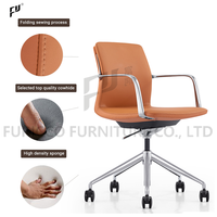 FURICCO – chaise de bureau en cuir véritable au Design Simple, chaise pivotante pour le personnel, chaise à dossier moyen pour les visiteurs, pour les meubles de salle d'attente