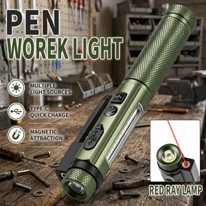 Lápiz Luminoso Magnético con Luz Roja <span class=keywords><strong>de</strong></span> 11 Modos, Función <span class=keywords><strong>de</strong></span> Memoria, Mini Linterna Recargable, Impermeable IPX4, Clip <span class=keywords><strong>de</strong></span> Doble Uso para Reparación <span class=keywords><strong>de</strong></span> Automóviles - Product Image 1