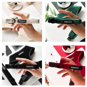 Navidad Alta Calidad recién llegado lujo grande ajustable estampado personalizado patrón terciopelo mascota perro arnés Correa plomo Collar conjunto - Product Image 4