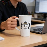 Mug en céramique blanc en forme de cône, personnalisable avec logo et photo, idéal pour le bureau, les mariages, les événements, cadeau, vente en gros Topjlh