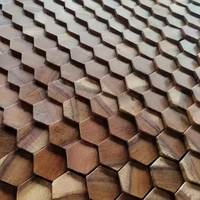 Panneaux de bois 3d au design moderne Décoration murale Art d'intérieur Panneau mural en nid d'abeille en forme d'hexagone