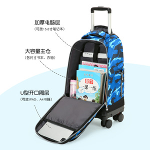 Junior High School Swivel <b>Roller</b> Backpack 20 Inches 55L <b>Large</b> Capacity Unisex Carry On Suitcase For School Education - Product Image 3
