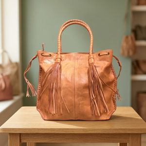 Sac fourre-tout unisexe en toile avec franges, style classique, poignée souple, durable, fabriqué à la main, roulettes pivotantes - Product Image 4