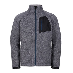 100% Polyester Streetwear Logo Sherpa Lining Heather <strong>Grey</strong> Knit Men Random Size <strong>Fleece</strong> Custom <strong>Jacket</strong> - Product Image 1